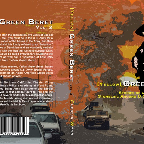 book cover graphic art design for Yellow Green Beret, Volume II Diseño de hellopogoe