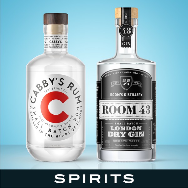 Unique label design for spirits, beer and beverages