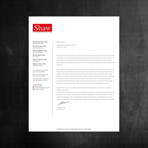 Letterhead for Divorce & Family Law Firm; Modern, Minimalist, Conservative Design Design by Felix SH