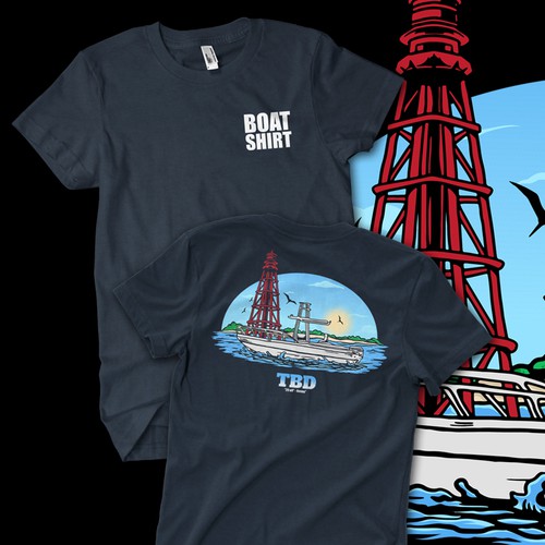 Custom boat shirts for the fam to wear fishing and diving Design by Oremeba