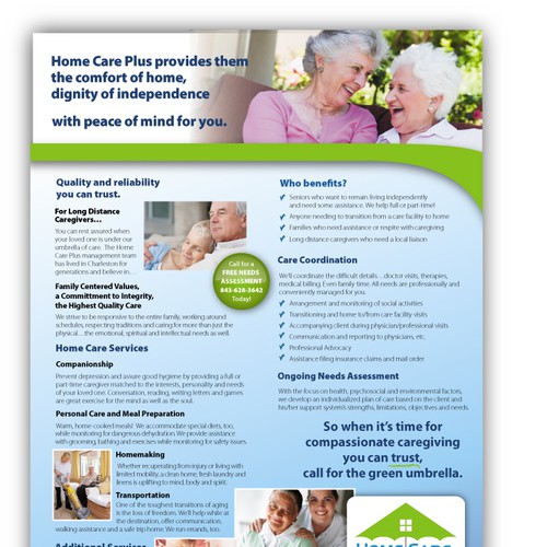 Home Care Plus Brochure and single page flyer | Print or packaging ...