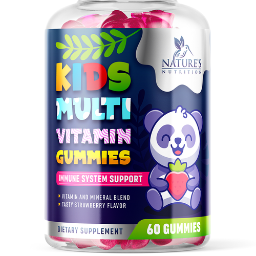 Tasty Kids Multivitamin Gummies Product Label for Nature's Nutrition Design by ZAKIGRAPH ®