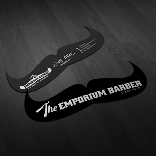 Unique business card for The Emporium Barber デザイン by NerdVana