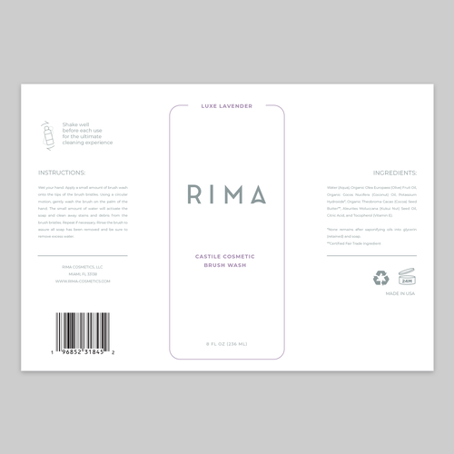 Minimalist Label for a luxury brand of cosmetic brush washes Design by miljandesign