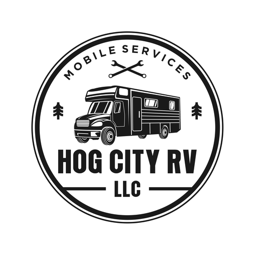 Design a retro/vintage camper logo for our RV Mobile Service business. Design by Hysteria!