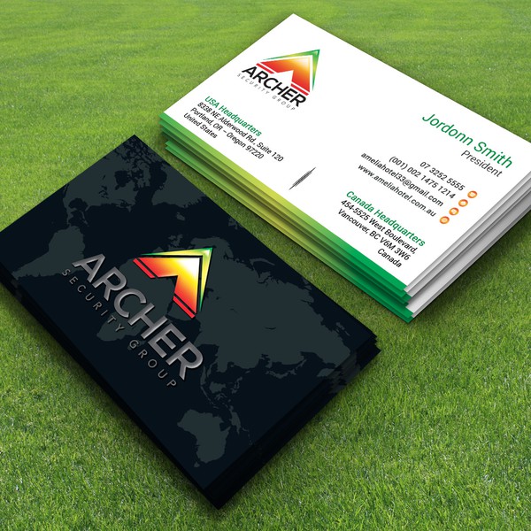 Design by MehediGD titled "Create a unique business card design for cyber & physical security consulting firm"