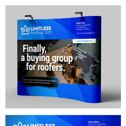 Design a tradeshow backdrop for roofing buying group Design by DezinDragonz