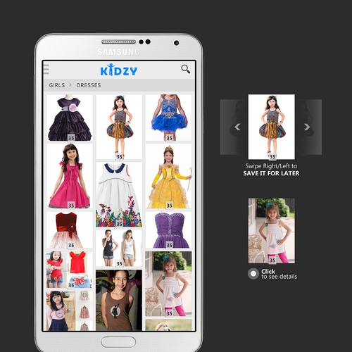 Mobile App Kidzy 2 simple screens + Logo. Design by Oport Store