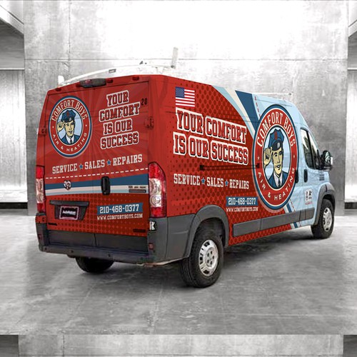 Comfort Boys Service Company New Retro Van Wrap Design Design by RicardoRS