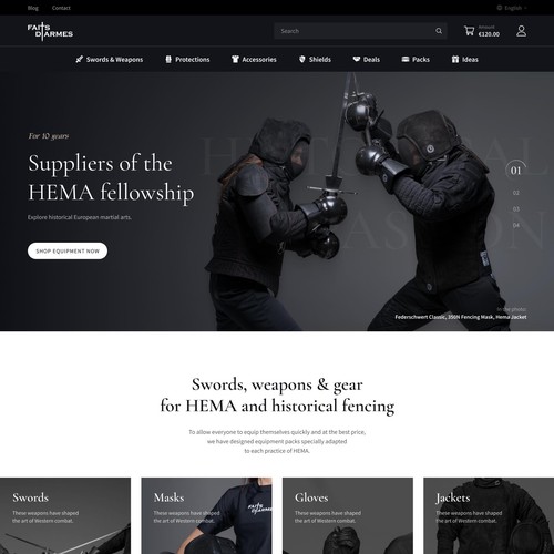 Gewinner des Wettbewerbs „Refonte d'un site ecommerce dédié à l'escrime médievale“ in der Kategorie Webseiten-Design von FaTiH™