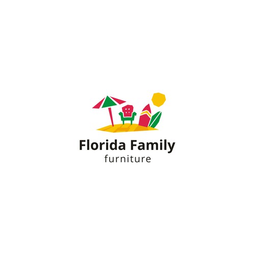 logo that displays the image of a family owned furniture store that sells quality at discount prices Design by Max Well
