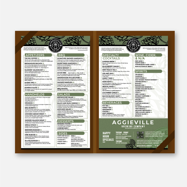 Menu Design "Aggieville Brewing Company"