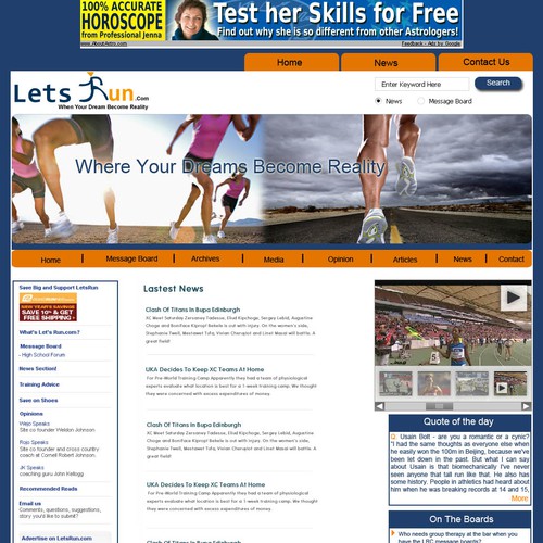 LetsRun.com Homepage Re-Design/Cleanup Diseño de twinkel