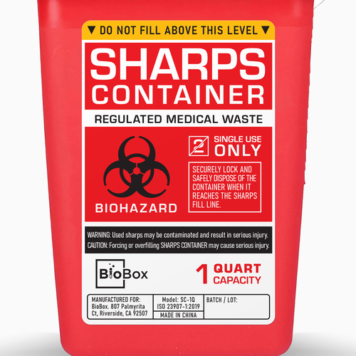 BioBox Sharps Container Label Layout Design by Sebastian Rubio