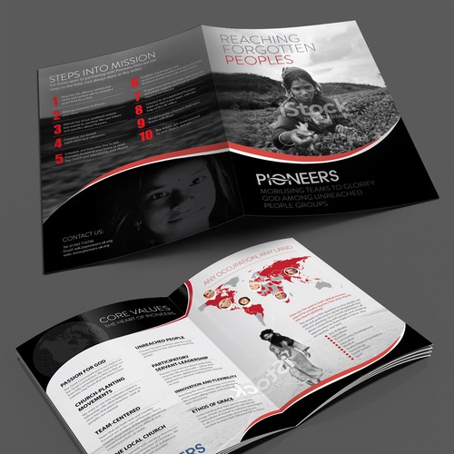 Create a &lsquo;reaching forgotten peoples&rsquo; brochure, for a cross 