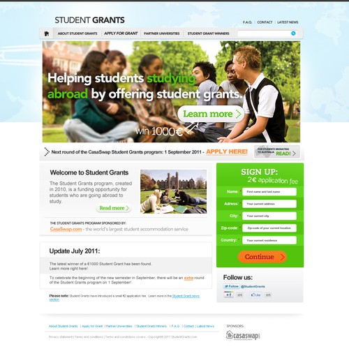 Help Student Grants with a new website design デザイン by Blecky398