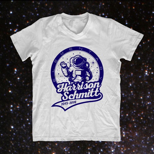 Create an elementary school t-shirt design that includes an astronaut Design by zzzArt