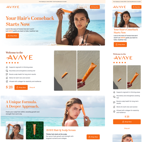 AVAYE Landing Page