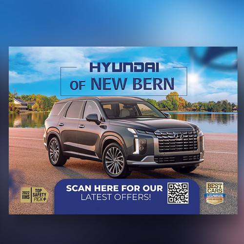 Flyer for Hyundai car dealership showing off the new Palisade and Elantra Design by hira javed