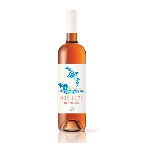 Rosé Wine Label " Mon rêve de Paillote" ("My dream of beach bar") Design by Dragan Jovic