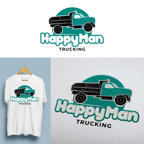 Happy Man Trucking Logo Design by Storiebird