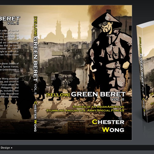 book cover graphic art design for Yellow Green Beret, Volume II Design by Mac Arvy