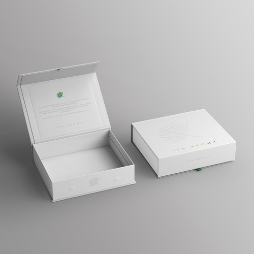 Unique discovery/gift set box design for ultra luxe aroma oil set Design by Bloom Graphic