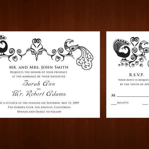 Letterpress Wedding Invitations Design por NinpoArt