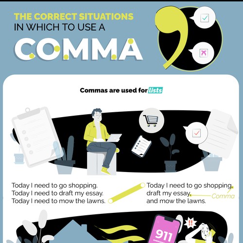 Comma rule infographic to appeal to students of any age Design by DanielRW