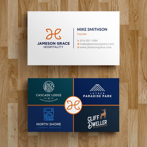 Create a modern and clean business card for a parent company with 4 subsidiaries Design by Roni_