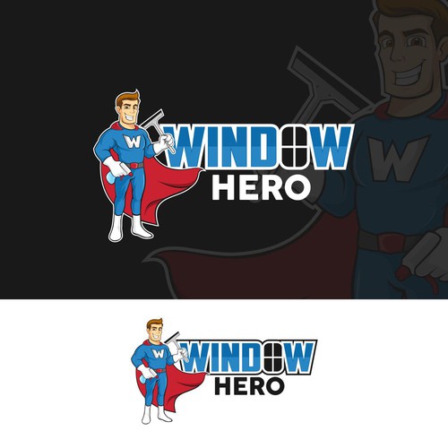 Design a mascot logo for Window Hero, a window washing company Design by AzZura83