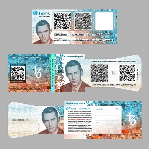 Paper wallet for Tezos crypto currency Design by Vitaga