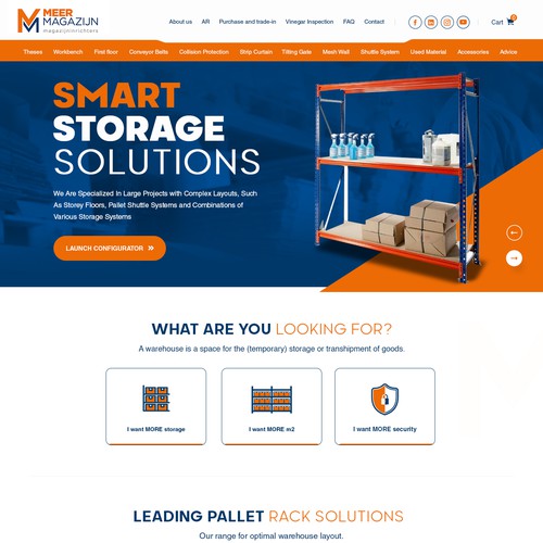 Creative website templates for a leading pallet racks company_ Meermagazijn Design by Adventix