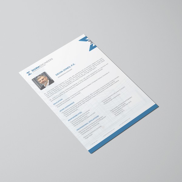 Resume Design for Engineering Employee