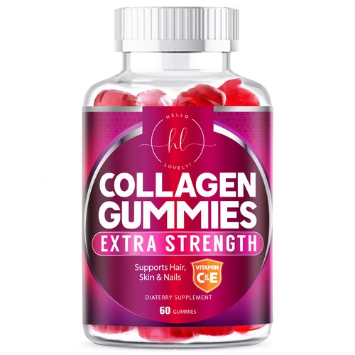 Design di Hello Lovely needs a Collagen Gummies product label di agooshe