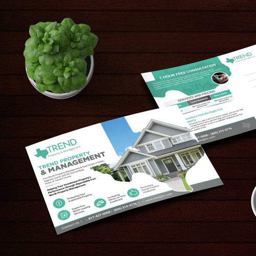 Catchy postcard designs that appeal to investment property owners -refer to our website for content Diseño de Tanny Dew ❤︎