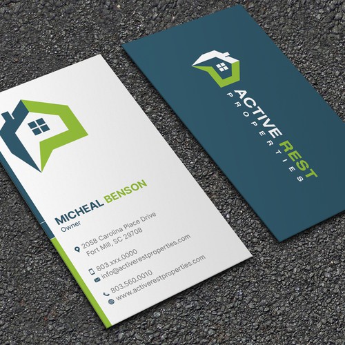 Modern Business Cards for Active Rest Properties Design by ™SF_Design™