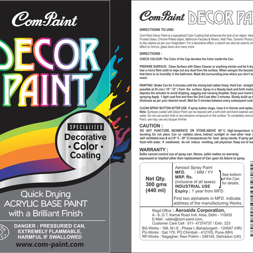 Product Label Design for AEROSOL SPRAY PAINT CAN Design by Exocast33