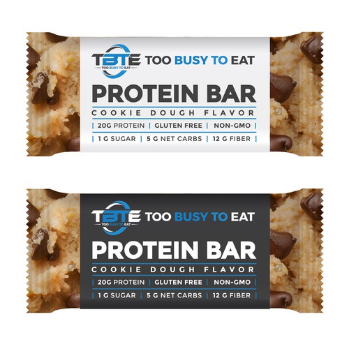 Design a unique protein bar wrapper for Too Busy To Eat Design réalisé par ve_sta