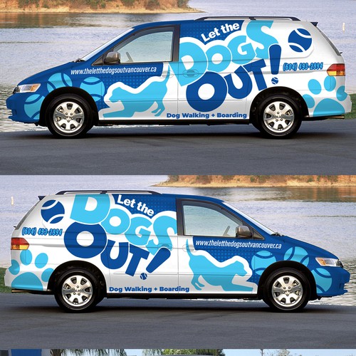 Design a Minivan Vehicle Wrap for Dog Walking Business Design réalisé par Logicainfo ♥