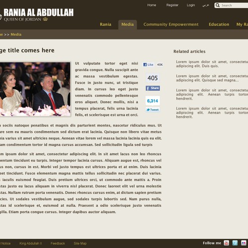 Queen Rania's official website – Queen of Jordan Ontwerp door kamelasmar