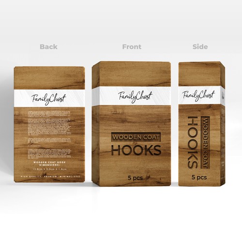 vintage style product packaging for wooden coat hooks for female target group Design by Avadisy