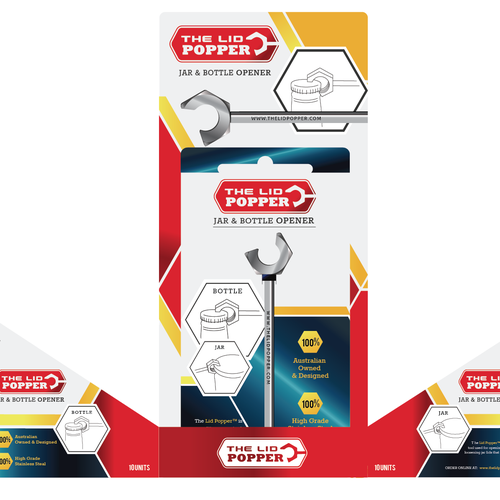 The Lid Popper  (jar and bottle opener) needs packaging Design by goatdesign88