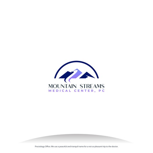 Rocky Mountain medical clinic logo:  Bring the awe of the Rockies & a Mountain Stream to life! Design by RestuSetya