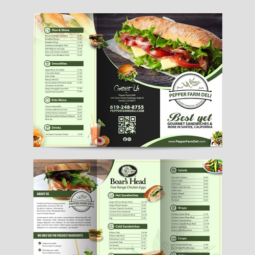 Designs Menu Brochure For Pepper Farm Deli Brochure contest