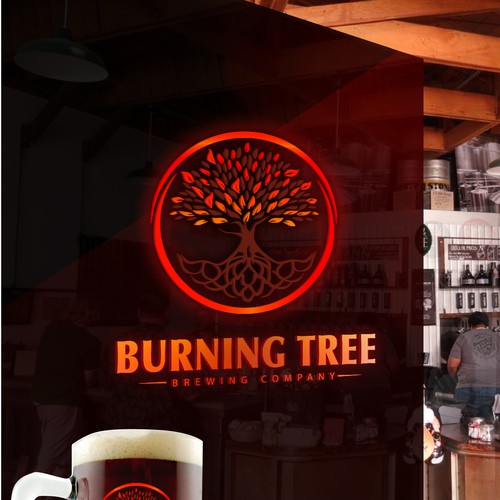 Design a visual identity for "Burning Tree Brewing Company." Logo