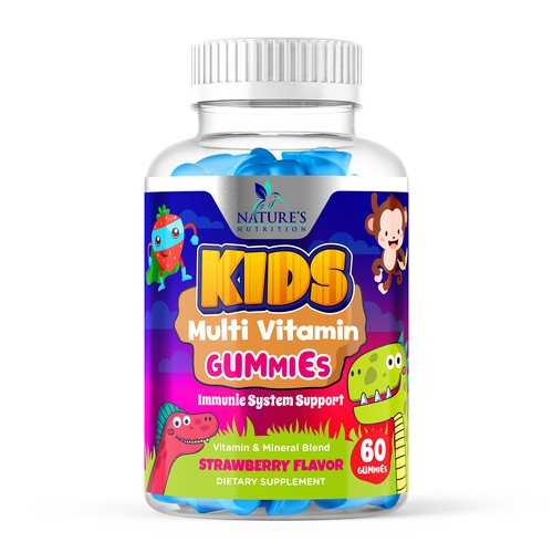 Tasty Kids Multivitamin Gummies Product Label for Nature's Nutrition Design by Designer_John