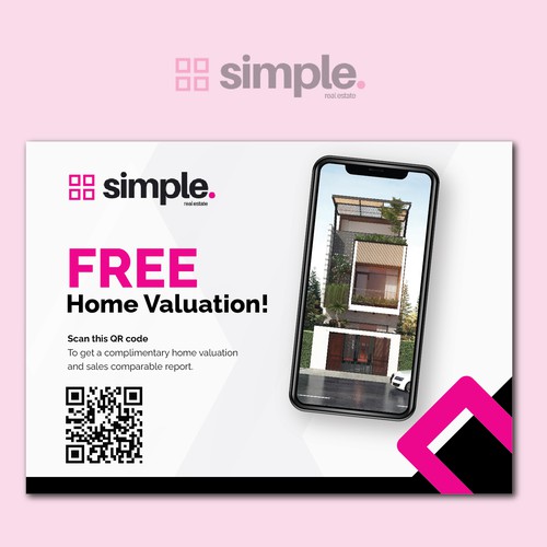 Make a home valuation real estate postcard with QR code. Design by Pawan Kumar Droch