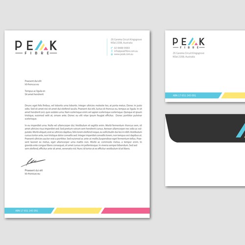 Creative, slick, professional Stationary for New Brand - Peak Fibre - Design by CurveSky™ ☑️