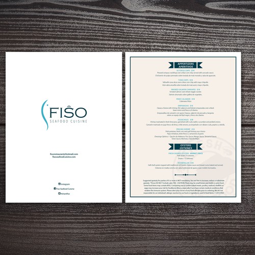 Urban , Modern,   Fine dining seafood menu Design by Tety design